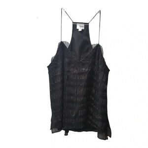 𝅺cami NYC Black Gold Lace Trim Tank Silk  S